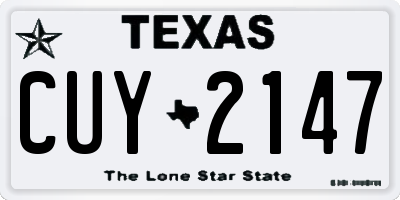 TX license plate CUY2147