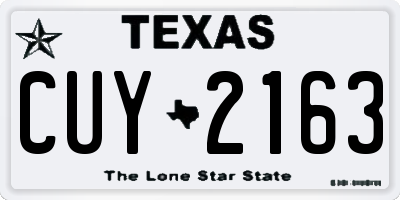 TX license plate CUY2163