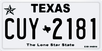 TX license plate CUY2181