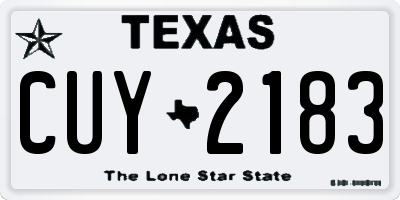 TX license plate CUY2183
