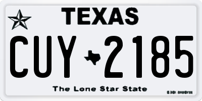 TX license plate CUY2185