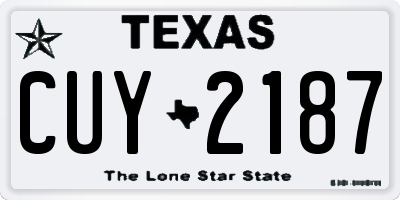 TX license plate CUY2187