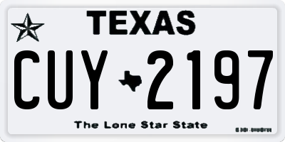 TX license plate CUY2197
