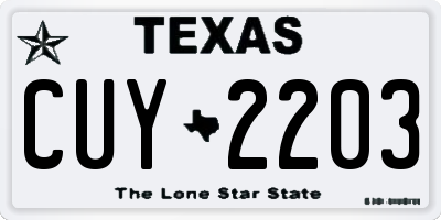 TX license plate CUY2203