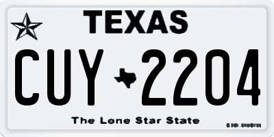 TX license plate CUY2204