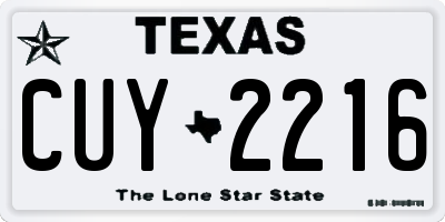 TX license plate CUY2216