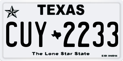 TX license plate CUY2233