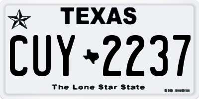 TX license plate CUY2237