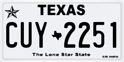 TX license plate CUY2251