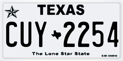 TX license plate CUY2254