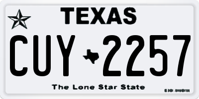 TX license plate CUY2257