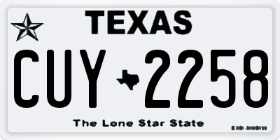 TX license plate CUY2258