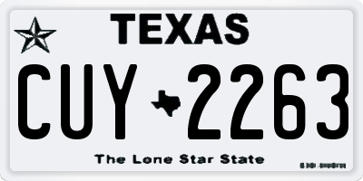 TX license plate CUY2263