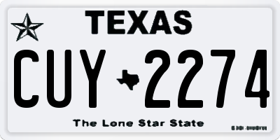 TX license plate CUY2274