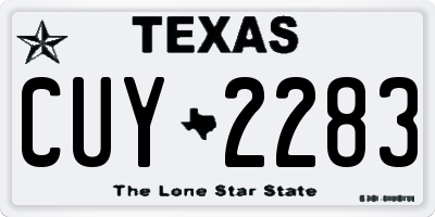 TX license plate CUY2283