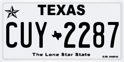 TX license plate CUY2287