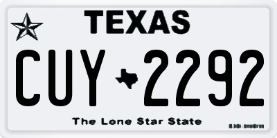TX license plate CUY2292