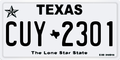 TX license plate CUY2301
