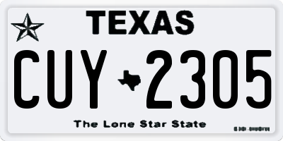 TX license plate CUY2305