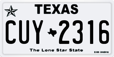 TX license plate CUY2316