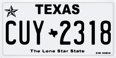 TX license plate CUY2318