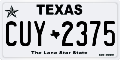 TX license plate CUY2375
