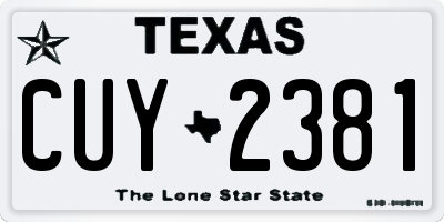 TX license plate CUY2381