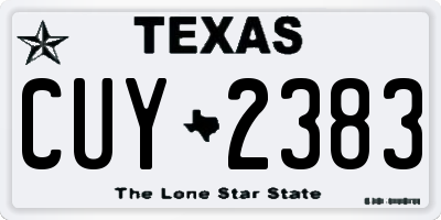 TX license plate CUY2383