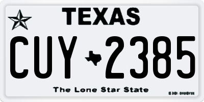 TX license plate CUY2385