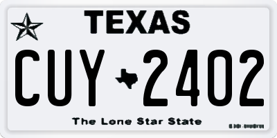 TX license plate CUY2402