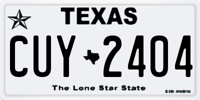 TX license plate CUY2404