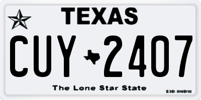 TX license plate CUY2407