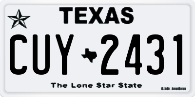 TX license plate CUY2431