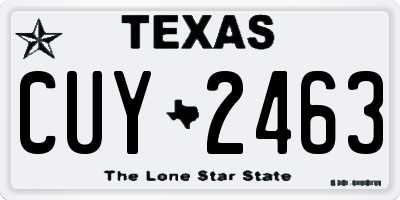 TX license plate CUY2463