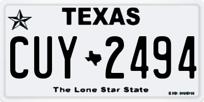TX license plate CUY2494