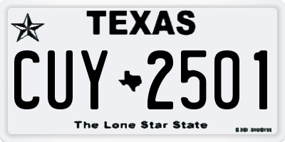 TX license plate CUY2501