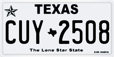 TX license plate CUY2508