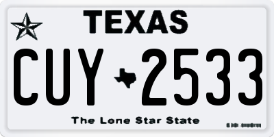 TX license plate CUY2533