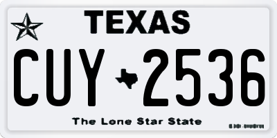 TX license plate CUY2536