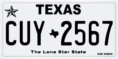 TX license plate CUY2567