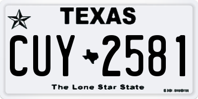 TX license plate CUY2581