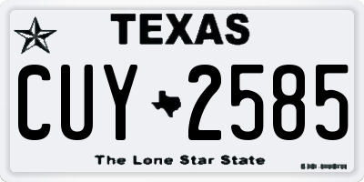TX license plate CUY2585