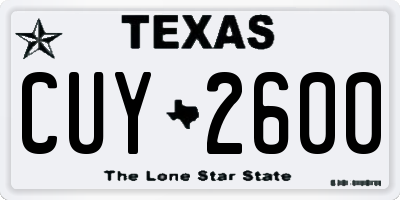 TX license plate CUY2600