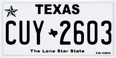 TX license plate CUY2603