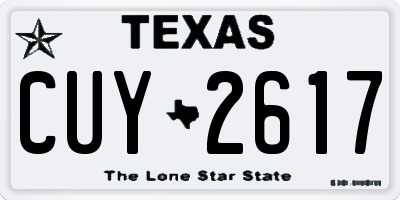 TX license plate CUY2617