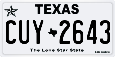 TX license plate CUY2643