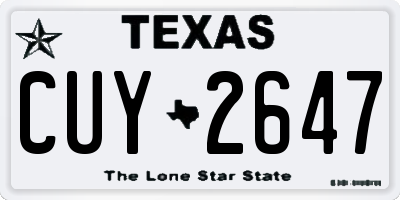 TX license plate CUY2647