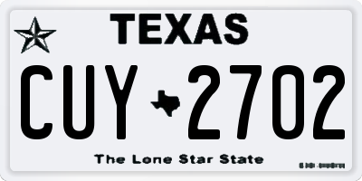 TX license plate CUY2702