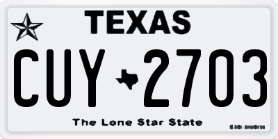 TX license plate CUY2703
