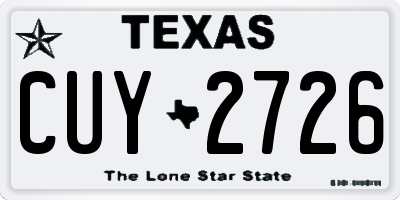 TX license plate CUY2726